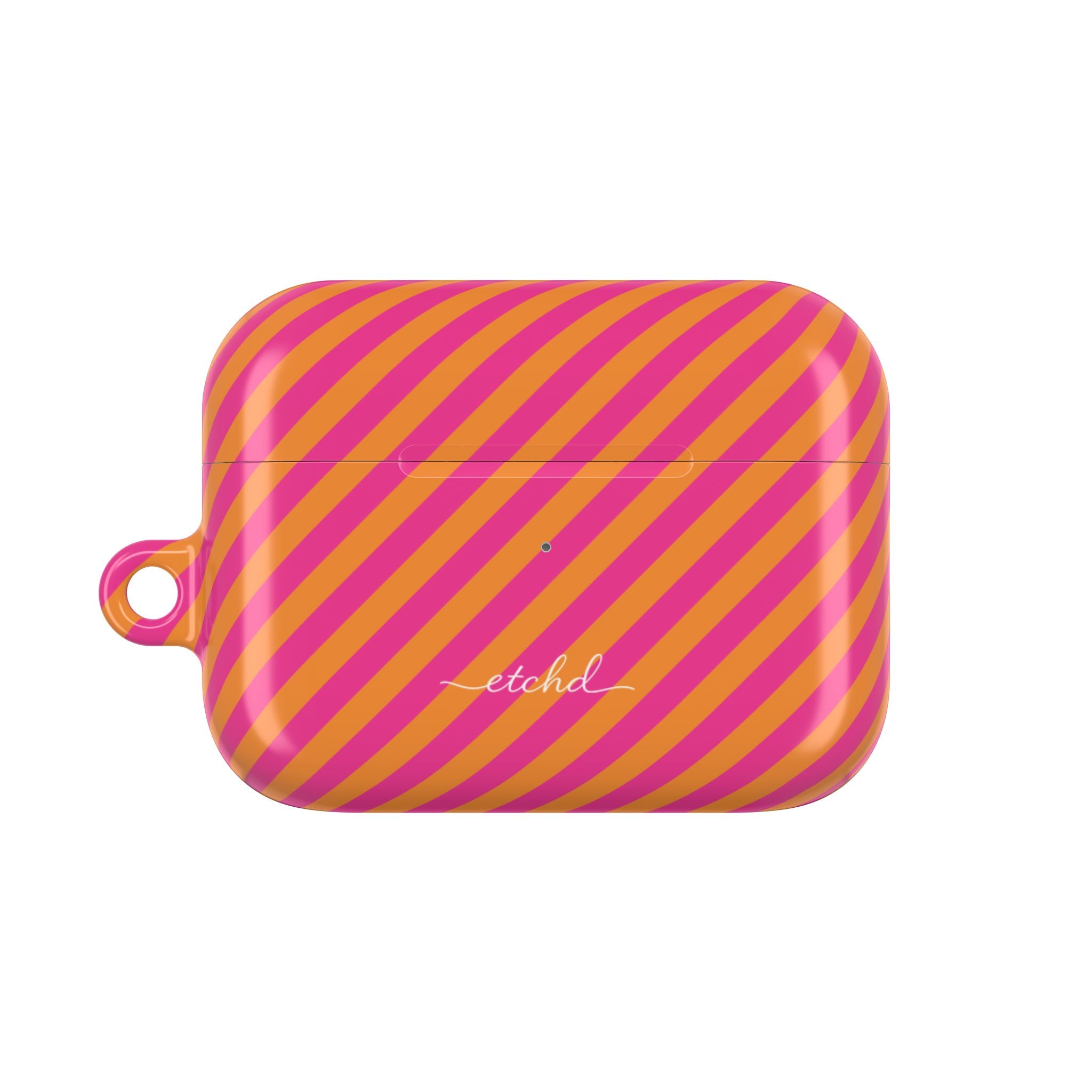 Pink & Orange Striped Diagonal AirPod Case by etchd, view 2