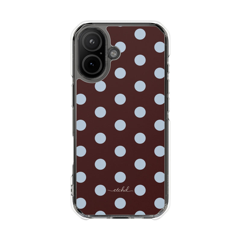 Cherry & Blue Polka Dot Clear Magnetic Phone Case by etchd, view 13