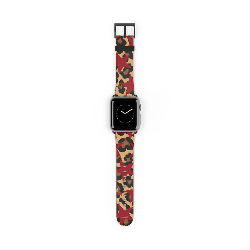Leopard & Red Stars Smartwatch Strap by etchd
