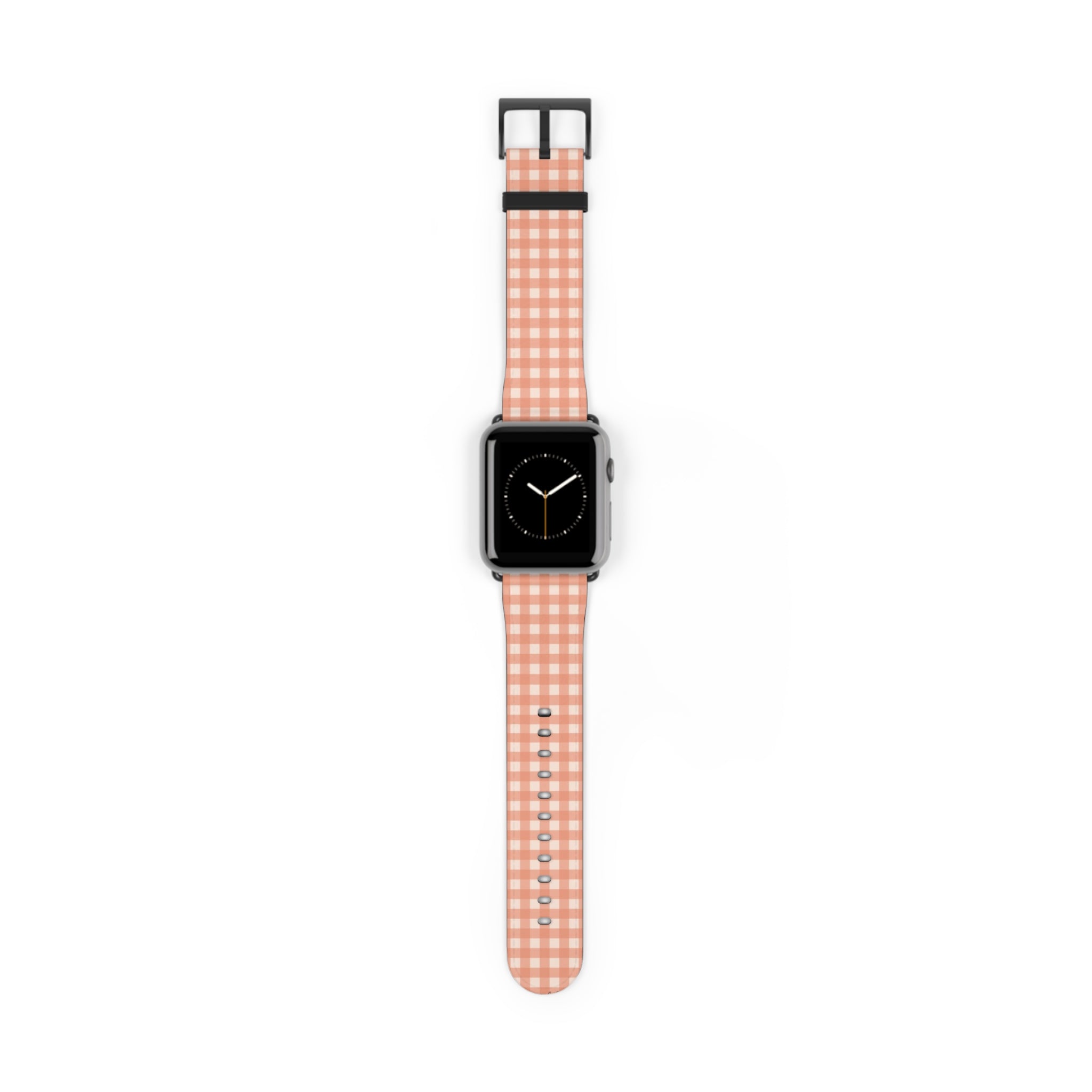 Coral & Cream Gingham Smartwatch Strap by etchd, view 2