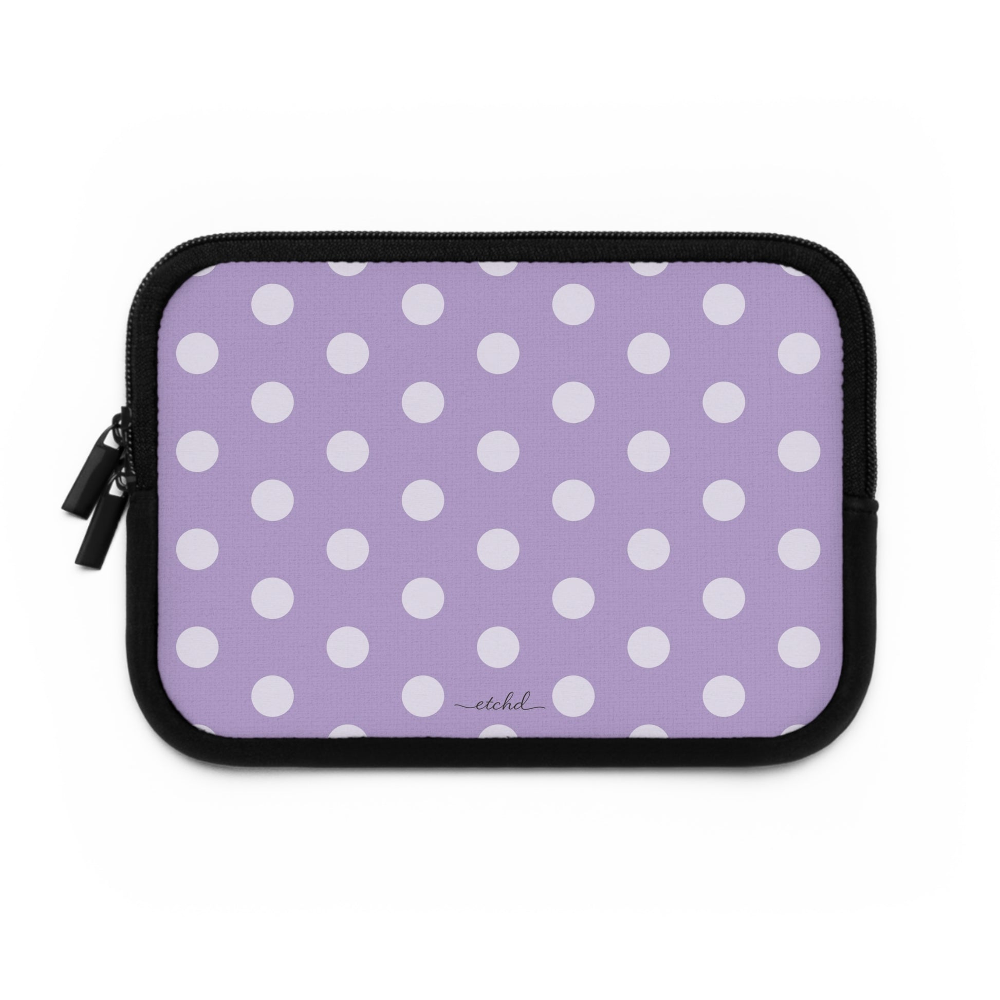 Cream & Lilac Polka Dot Laptop Sleeve by etchd, view 2