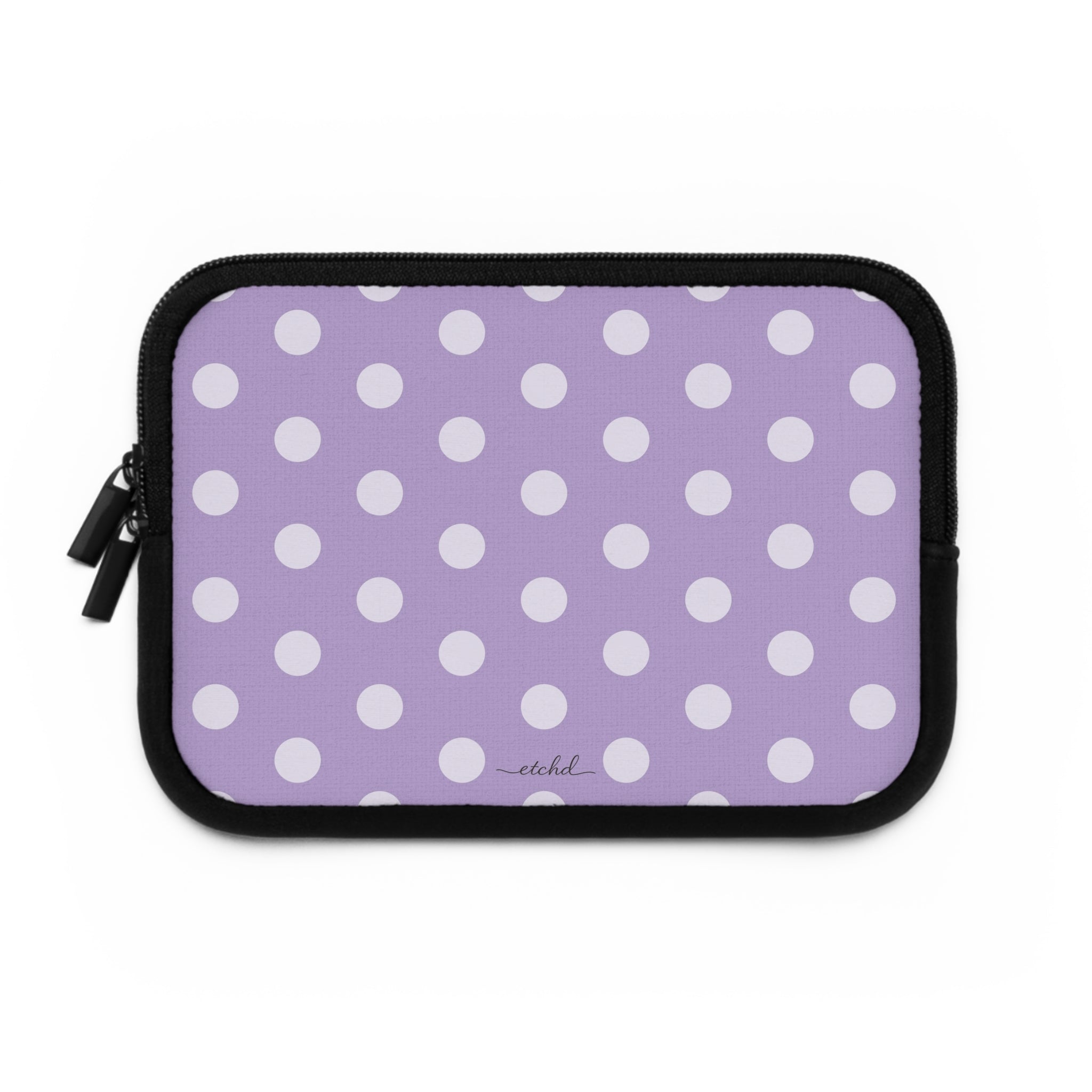 Cream & Lilac Polka Dot Laptop Sleeve by etchd, view 2