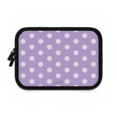 Cream & Lilac Polka Dot Laptop Sleeve by etchd, view 2