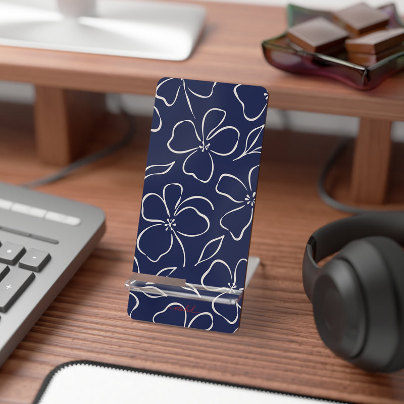 Navy & Cream Floral Phone Stand by etchd, view 3