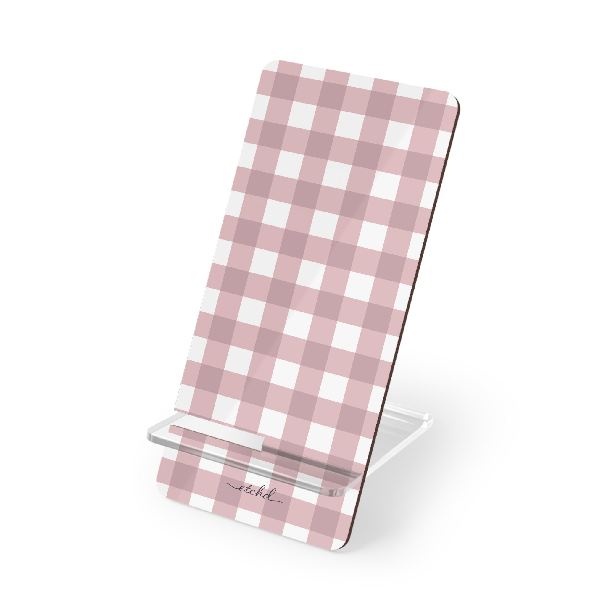 Pink & White Gingham Phone Stand by etchd