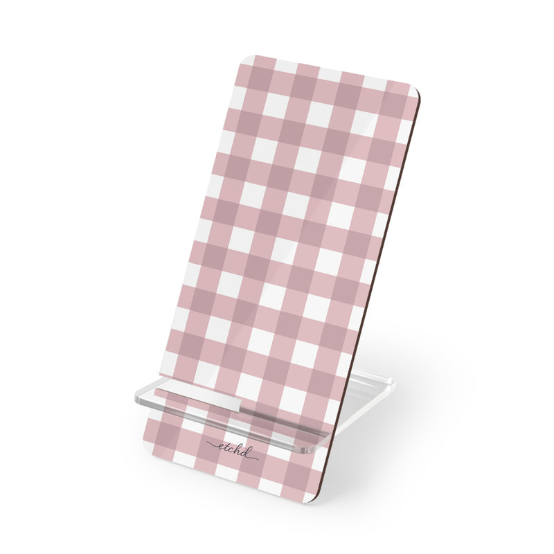 Pink & White Gingham Soporte para móvil de etchd