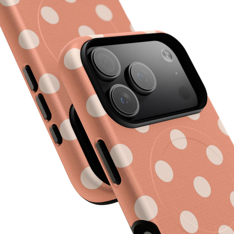 Cream & Coral Polka Dot Magnetic Phone Case by etchd, view 100
