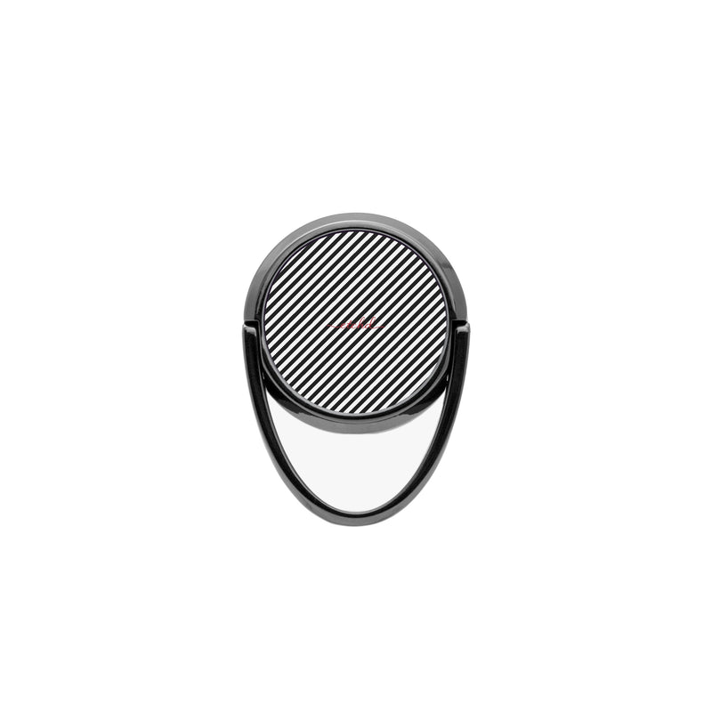 Black & White Striped Diagonal Phone Ring Holder-zoom-