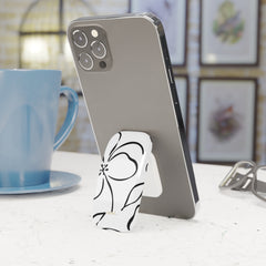 White & Black Floral Anello clip per telefono di etchd, vista 3