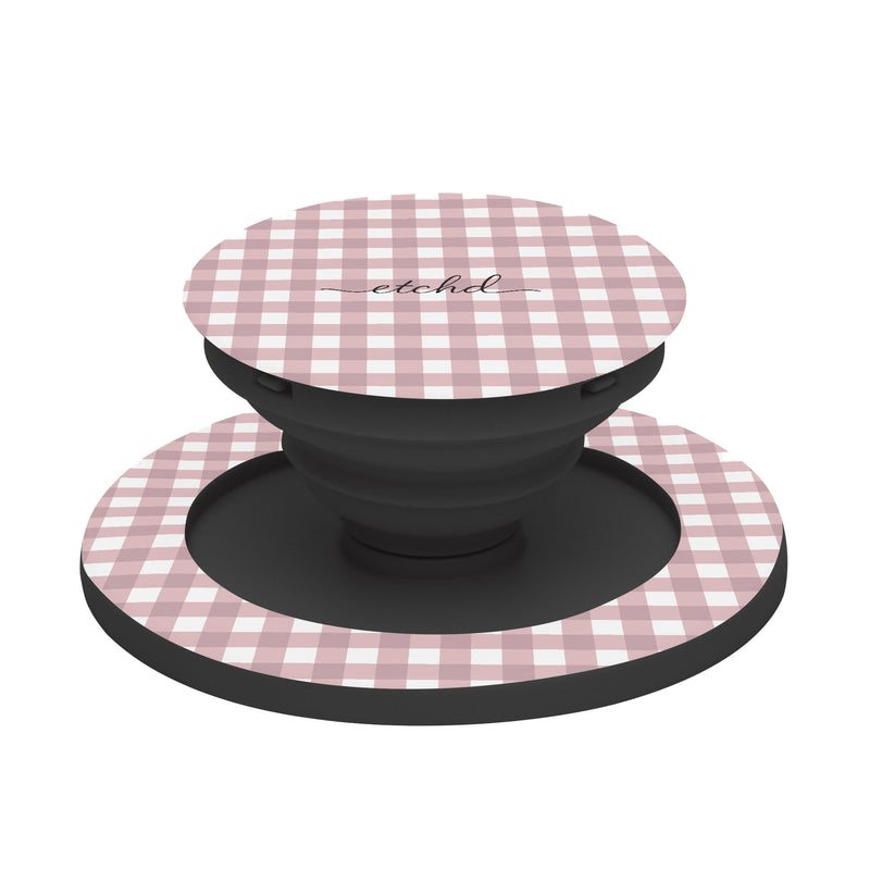 Pink Gingham Phone Grip And Stand-zoom-