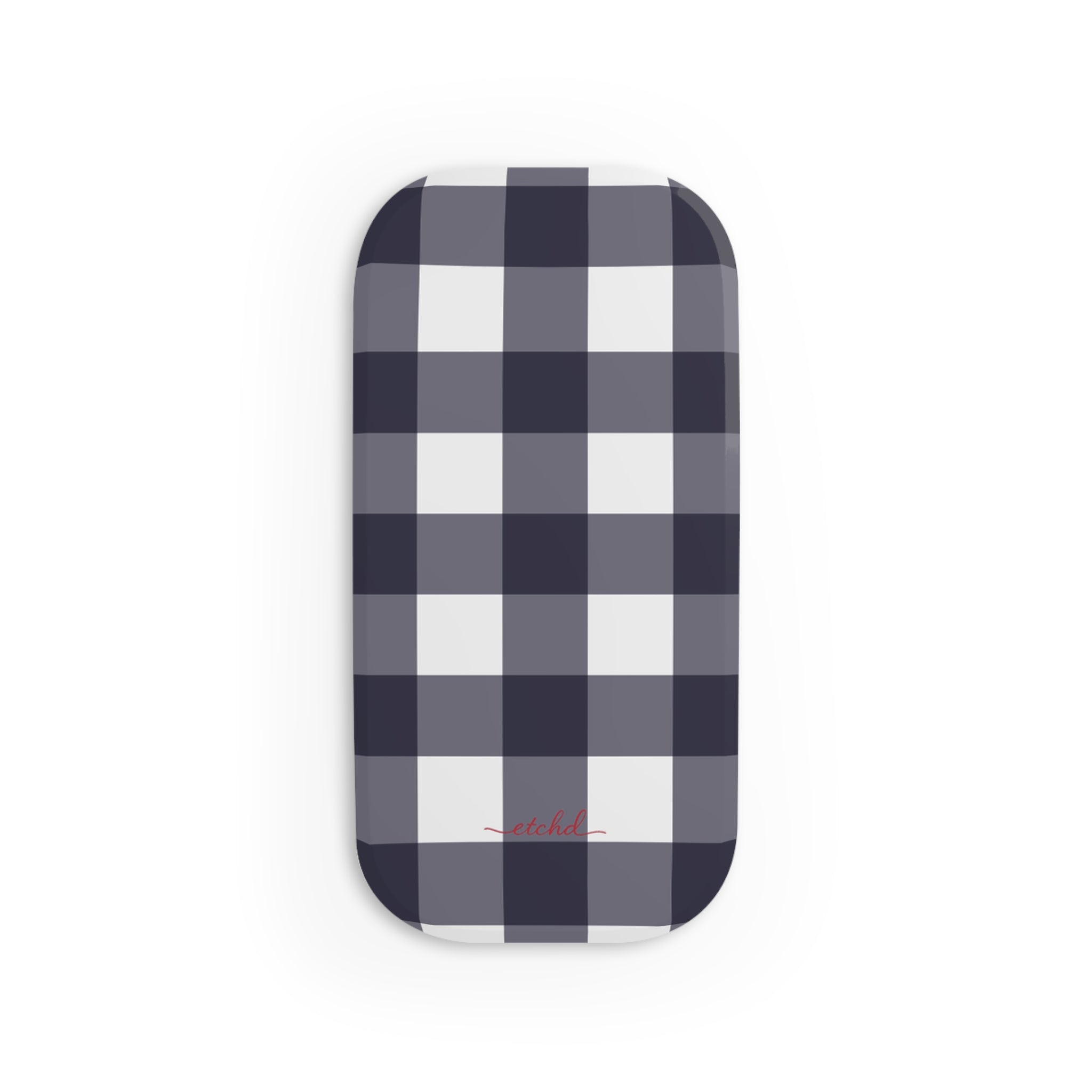 White & Navy Gingham Click-On Phone Grip by etchd, view 2
