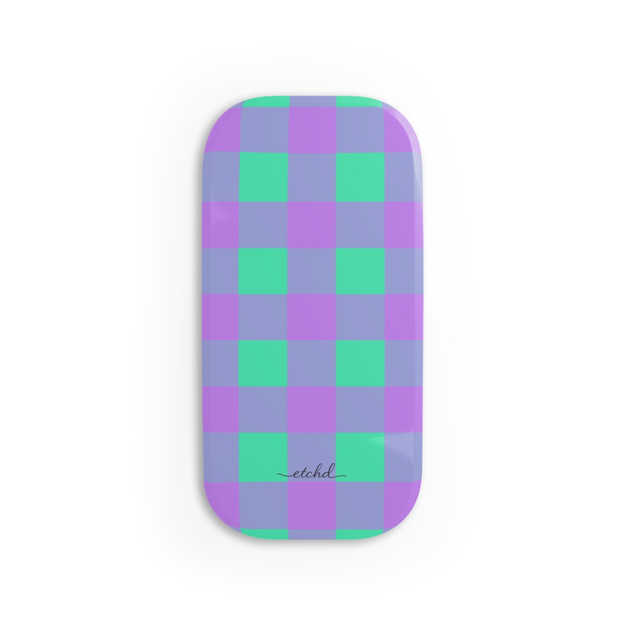 Hypermint & Lilac Gingham Click-On Phone Grip by etchd