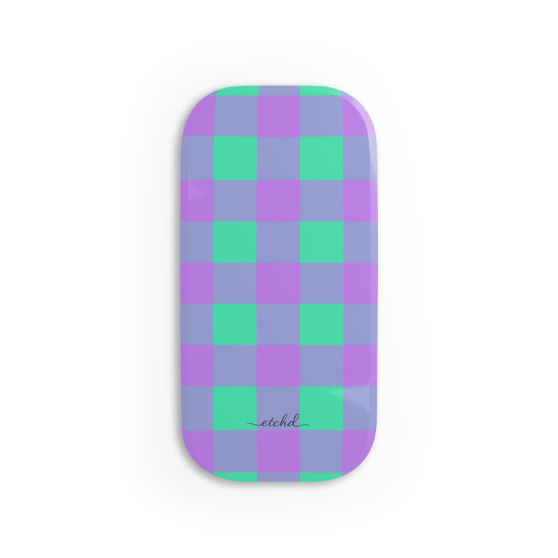 Hypermint & Lilac Gingham Click-On Phone Grip by etchd