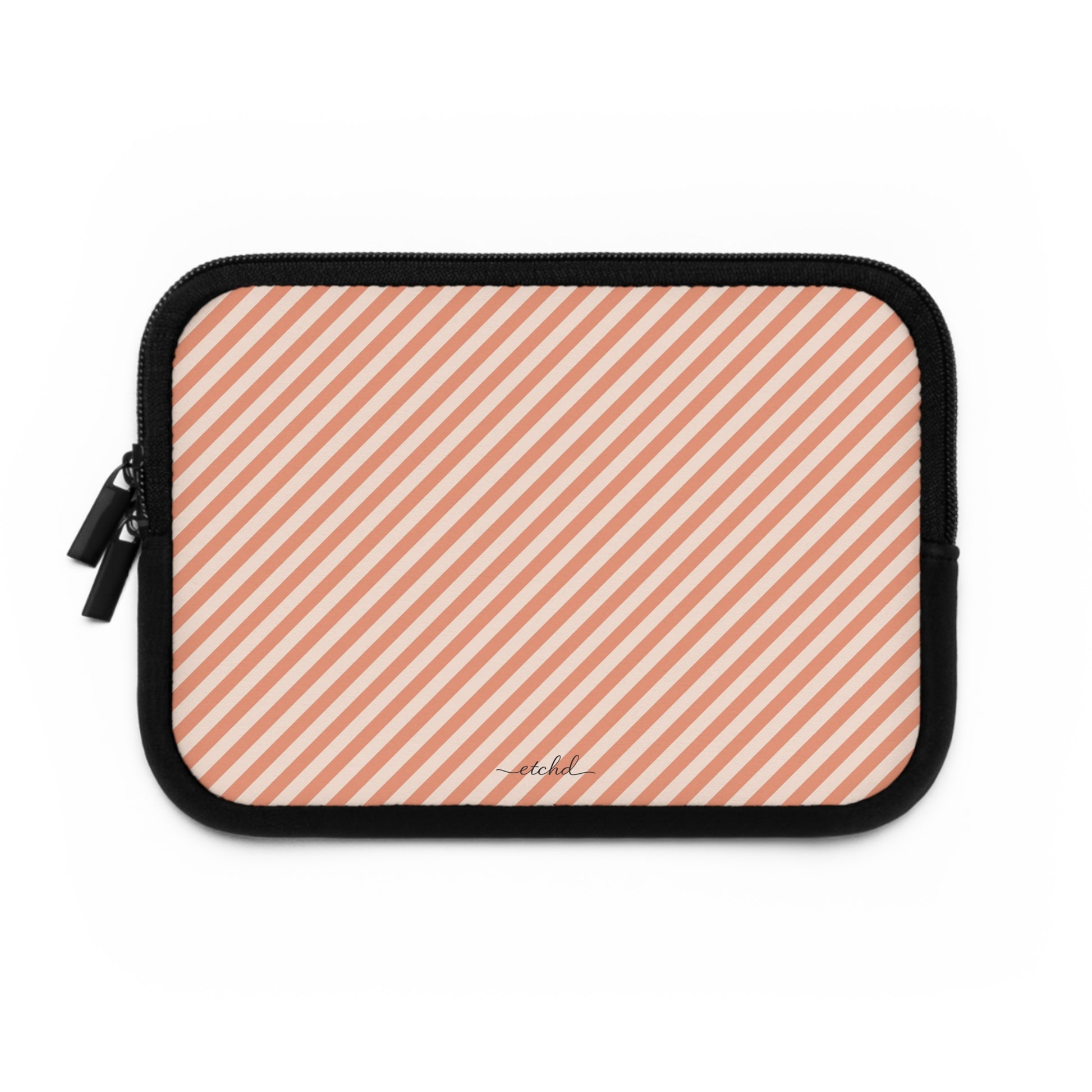 Coral & Cream Striped Diagonal Laptop Sleeve by etchd, view 2