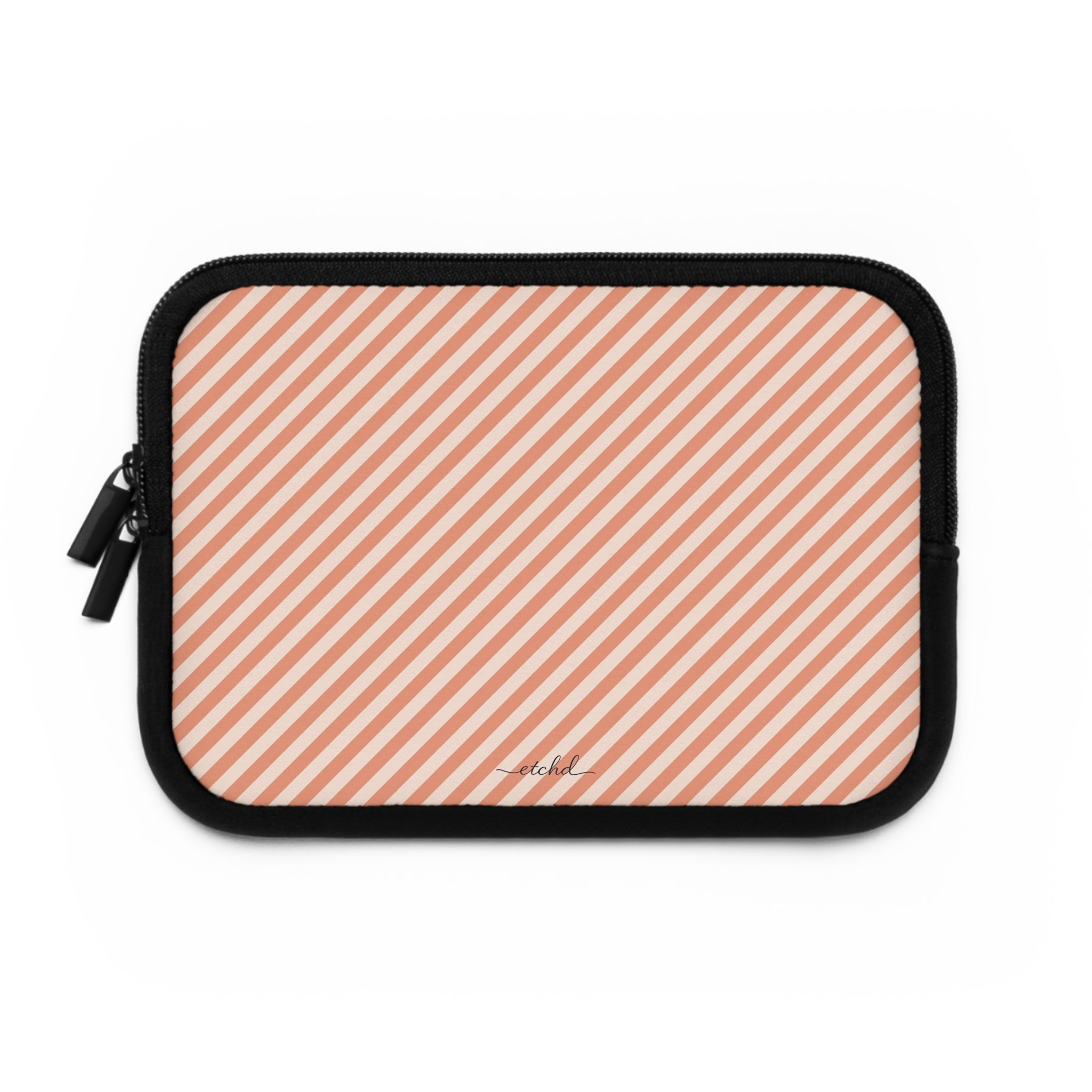 Coral & Cream Striped Diagonal Laptop Sleeve by etchd, view 2