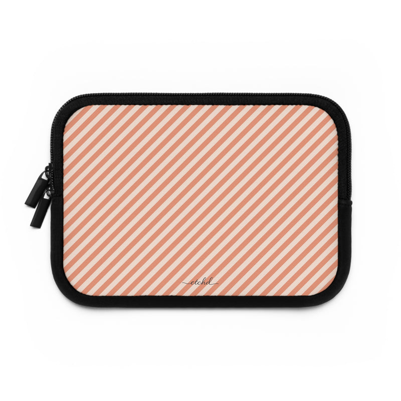 Coral & Cream Striped Diagonal Laptop Sleeve by etchd, view 2