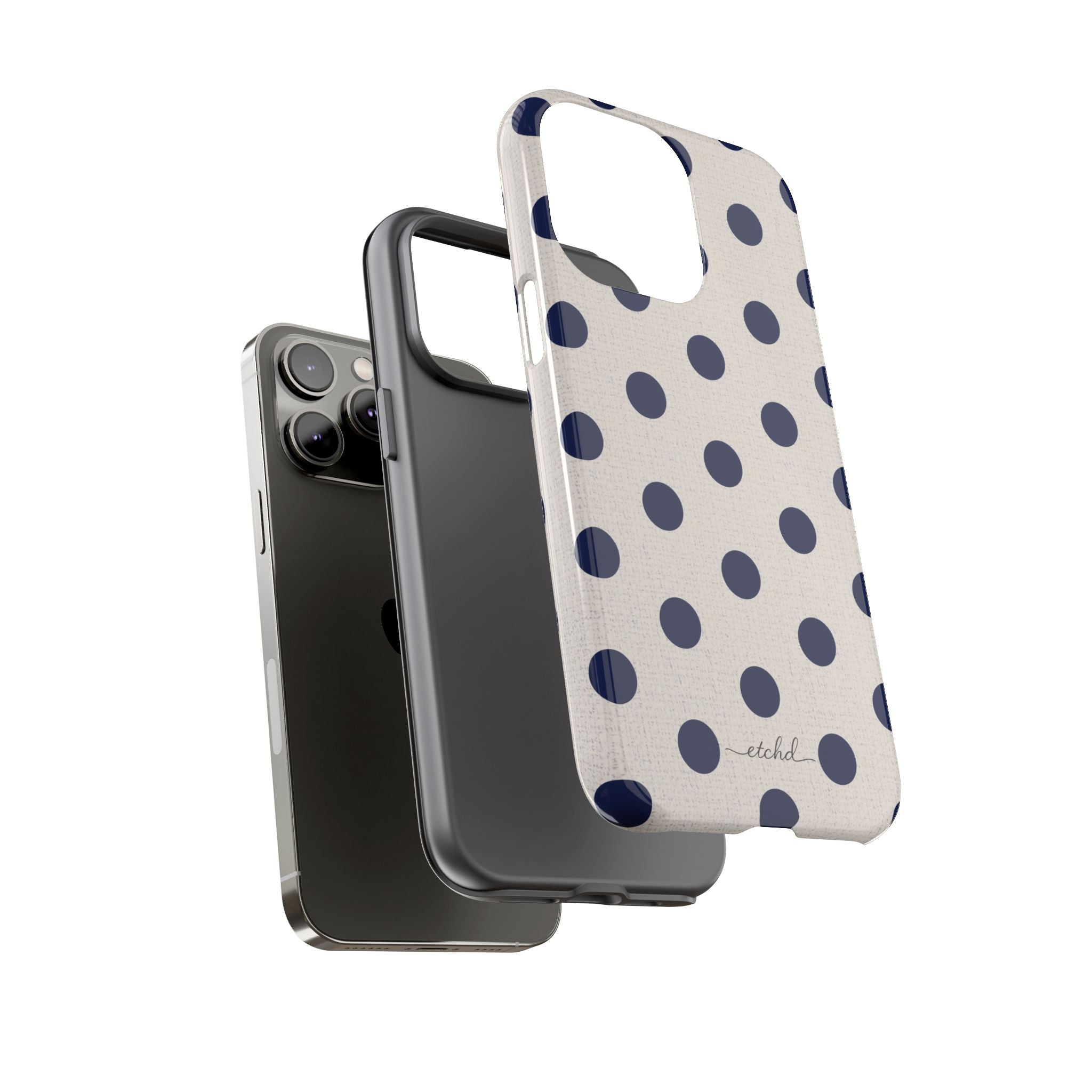 Navy & Cream Polka Dot Phone Case by etchd, view 2