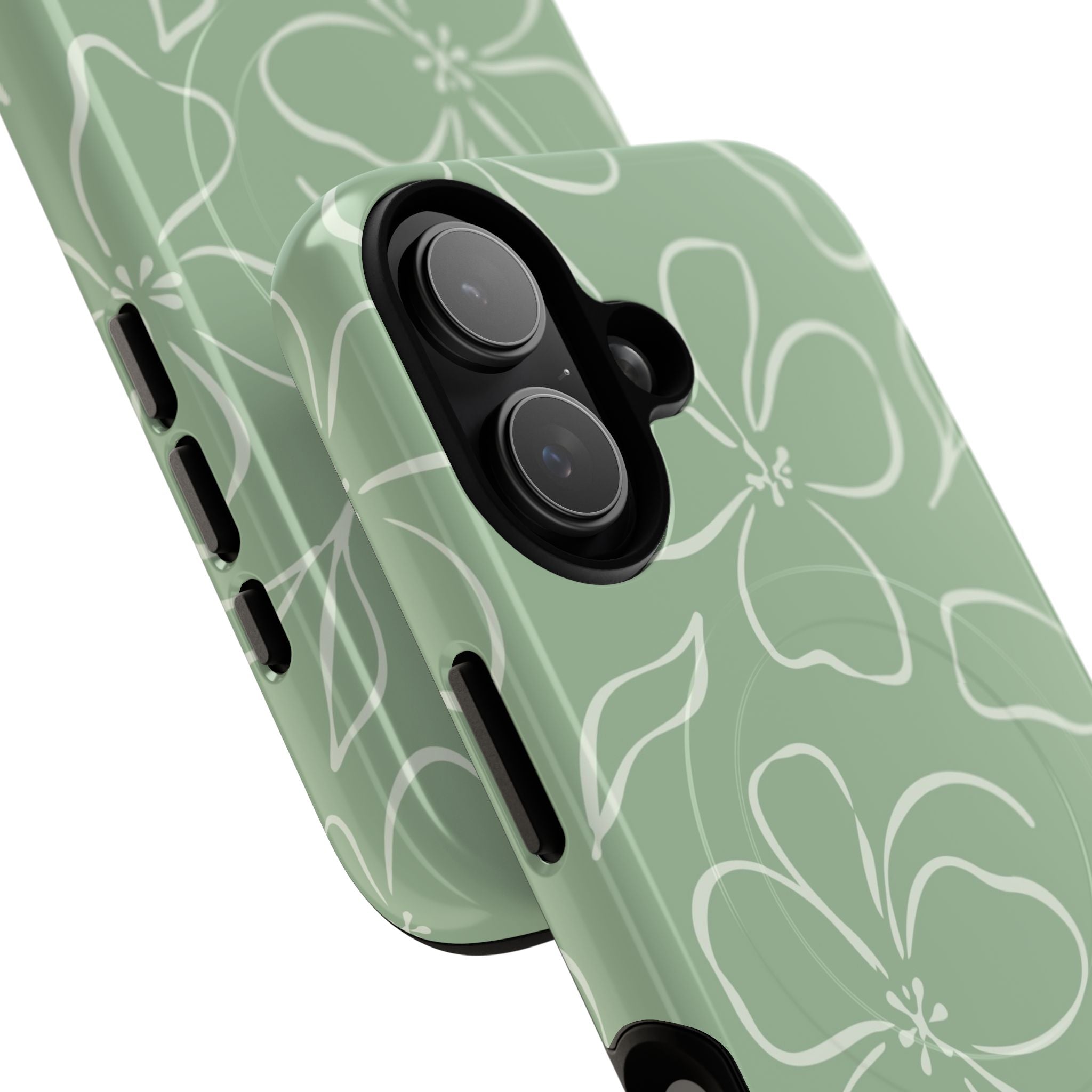 Sage & Cream Floral Magnetic Phone Case by etchd, view 87