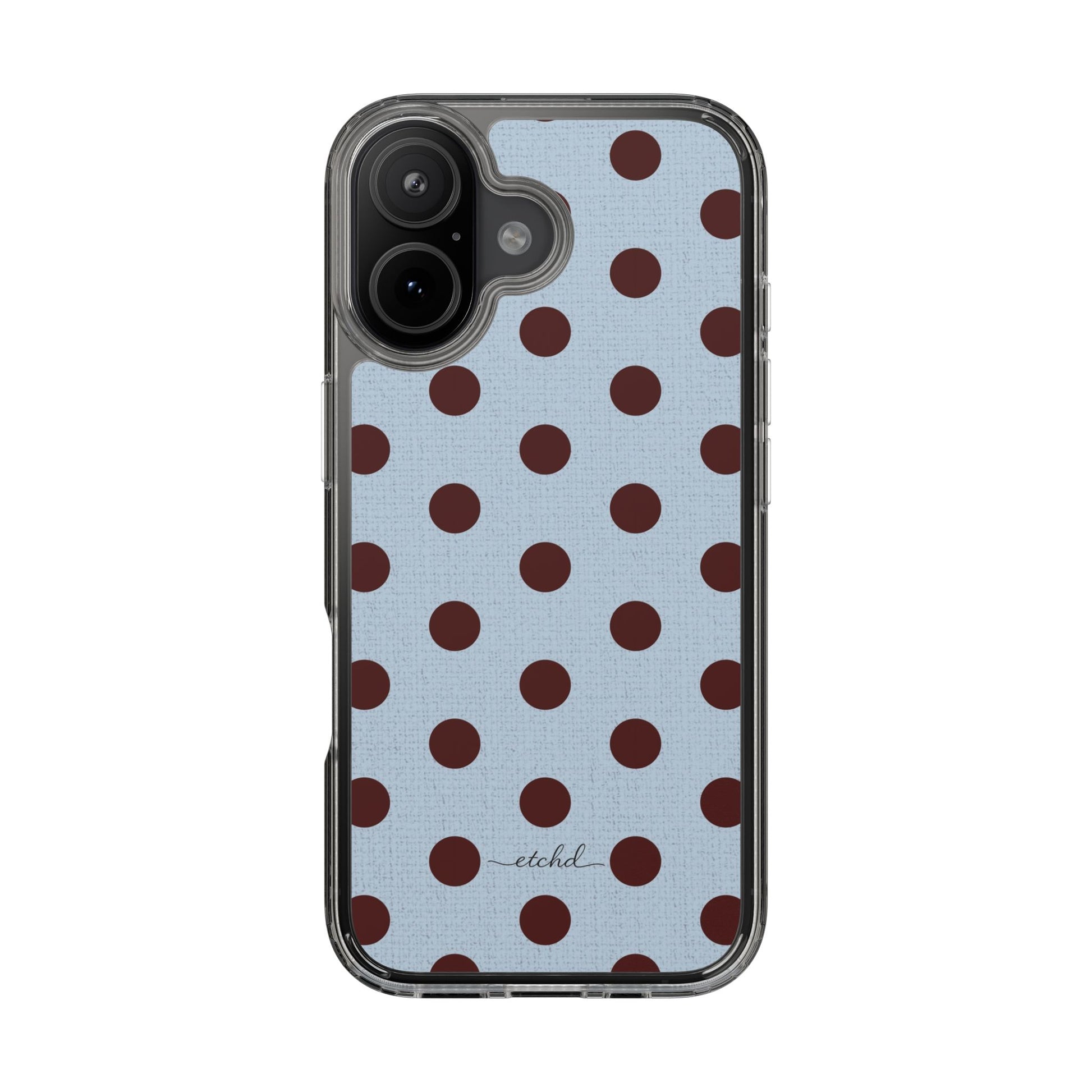 Blue & Cherry Polka Dot Clear Phone Case by etchd, view 35