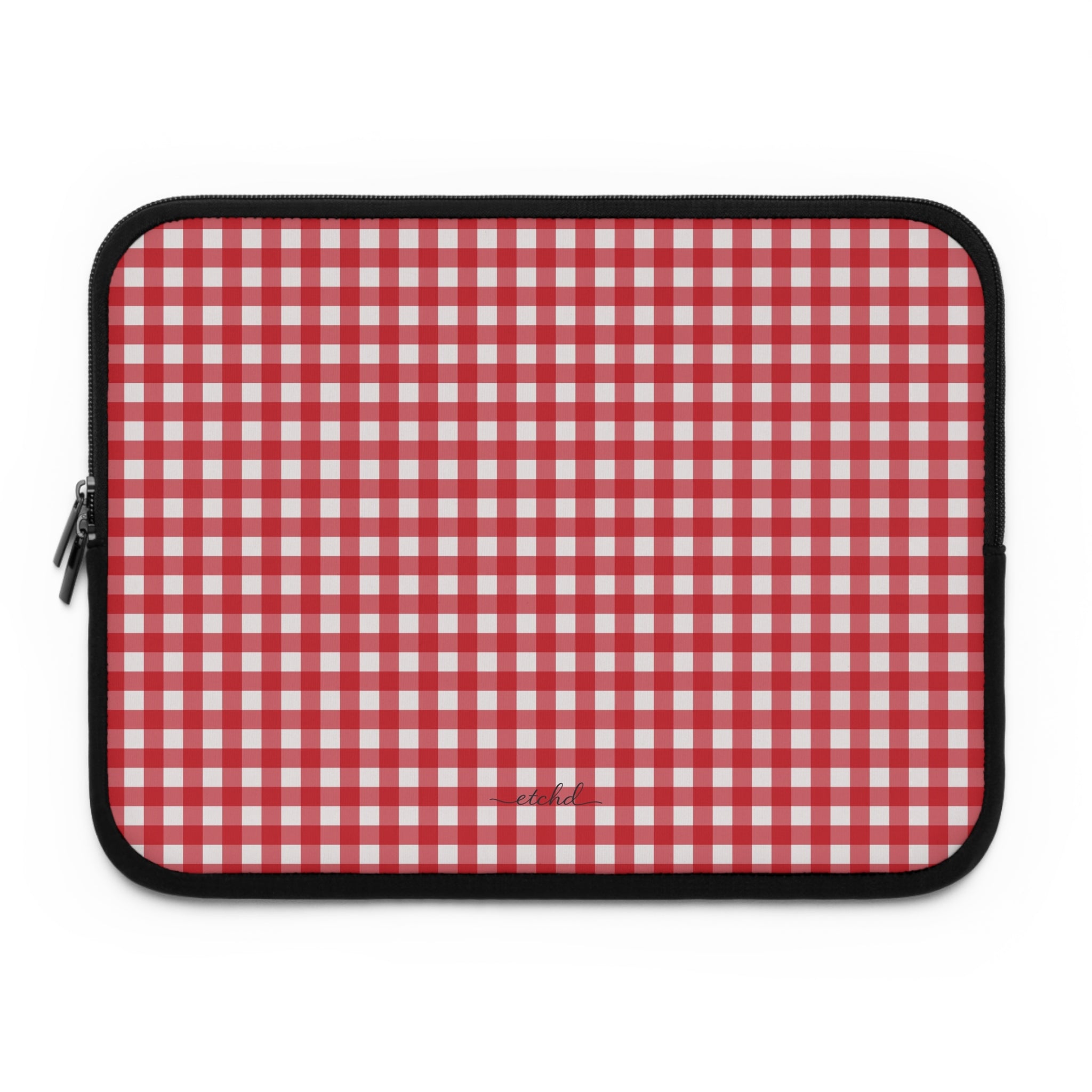 Classic Red & White Gingham Laptop Sleeve by etchd