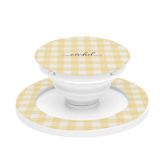 Butter & White Gingham Phone Grip And Stand by etchd