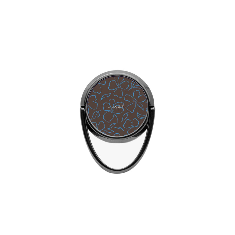 Espresso & Cerulean Floral Ring Handyhalterung-zoom-