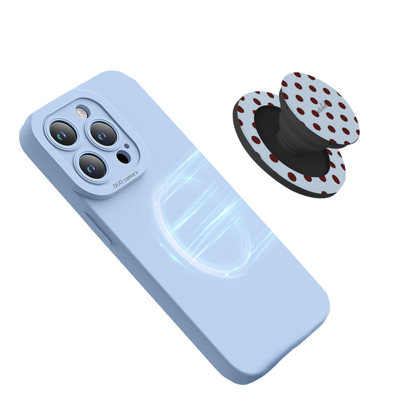Blue & Cherry Polka Dot Support et Anneau de Maintien pour Téléphone-zoom-