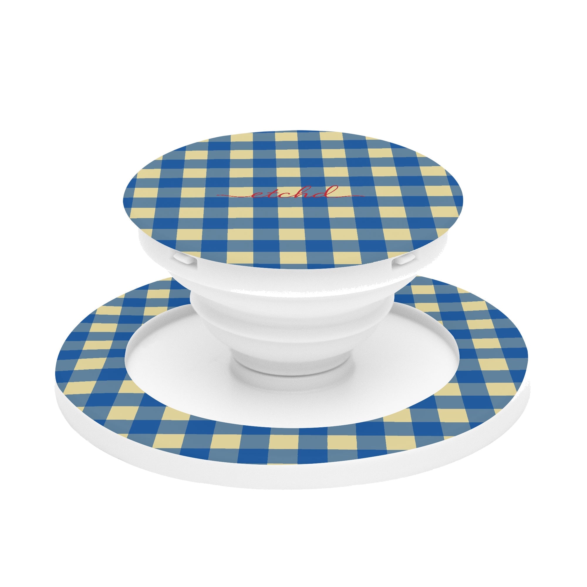 Butter & Cobalt Gingham Phone Grip And Stand by etchd