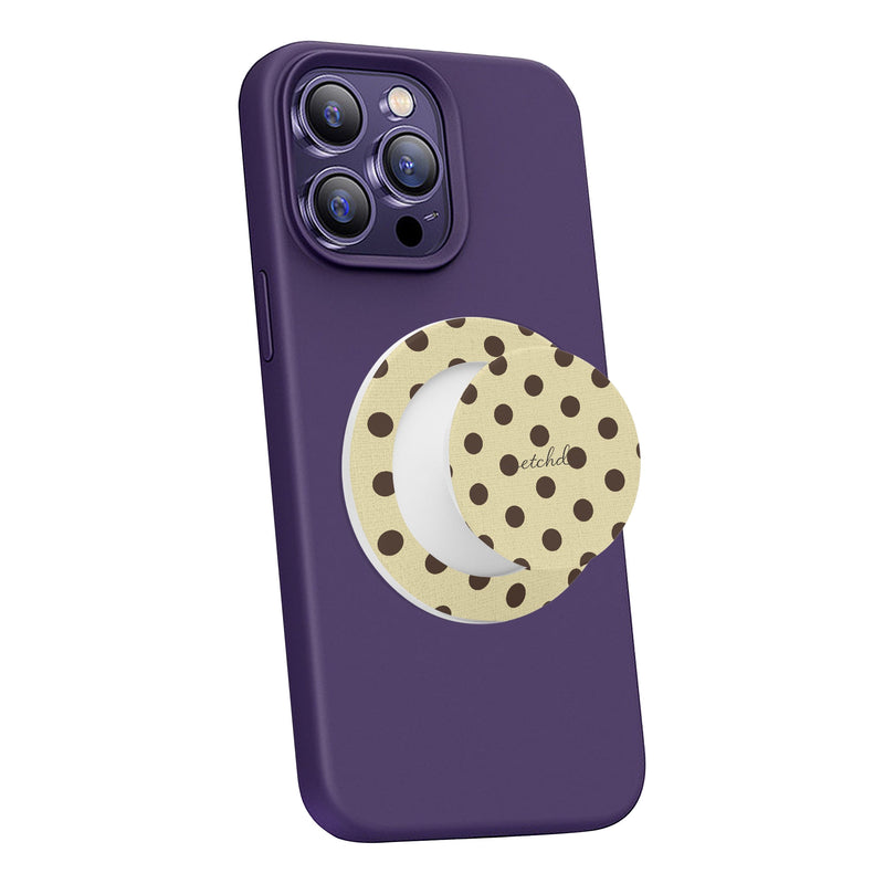 Butter Yellow And Brown Polka Dot Handy-Halterung und Ständer-zoom-