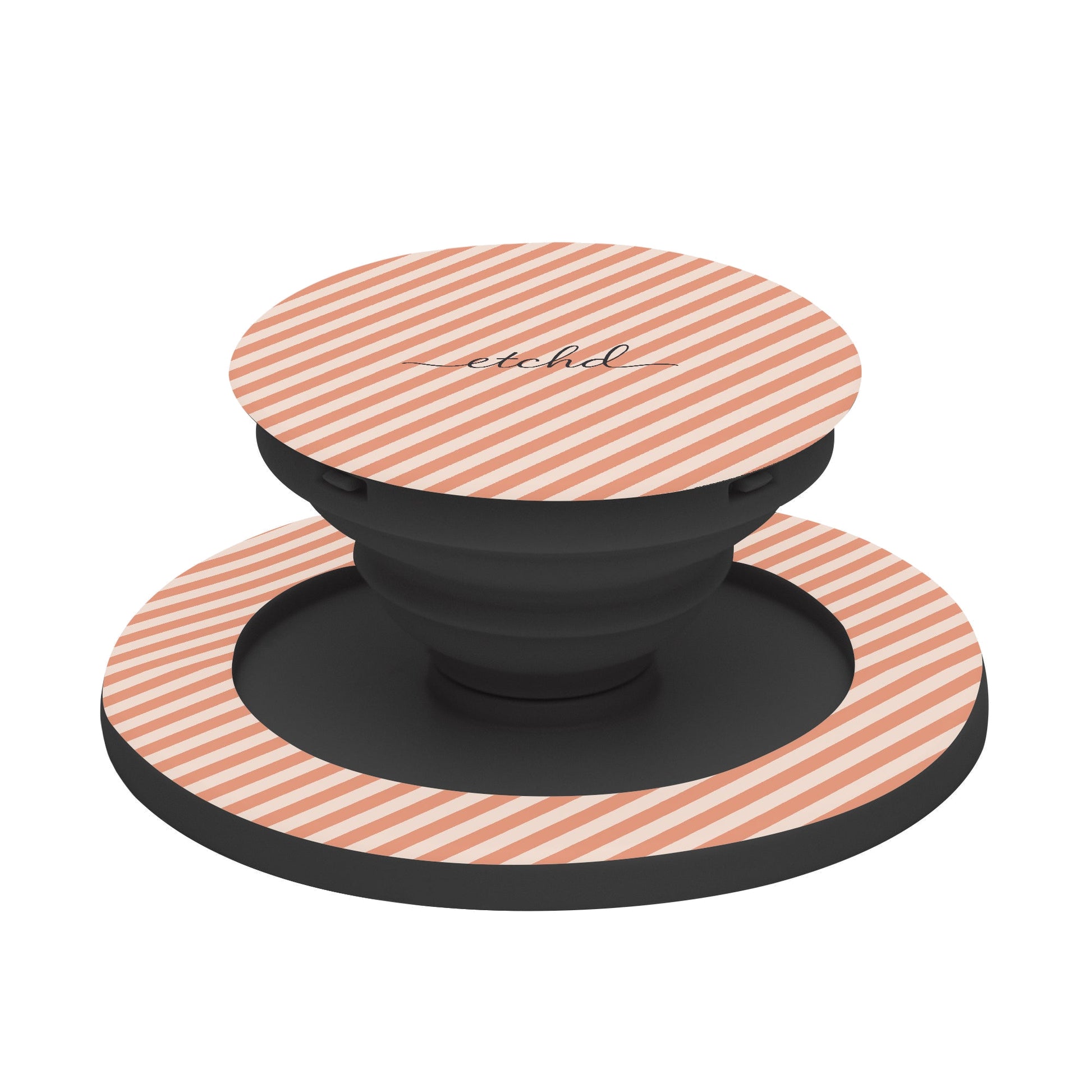 Coral & Cream Striped Diagonal Phone Grip And Stand by etchd, view 6