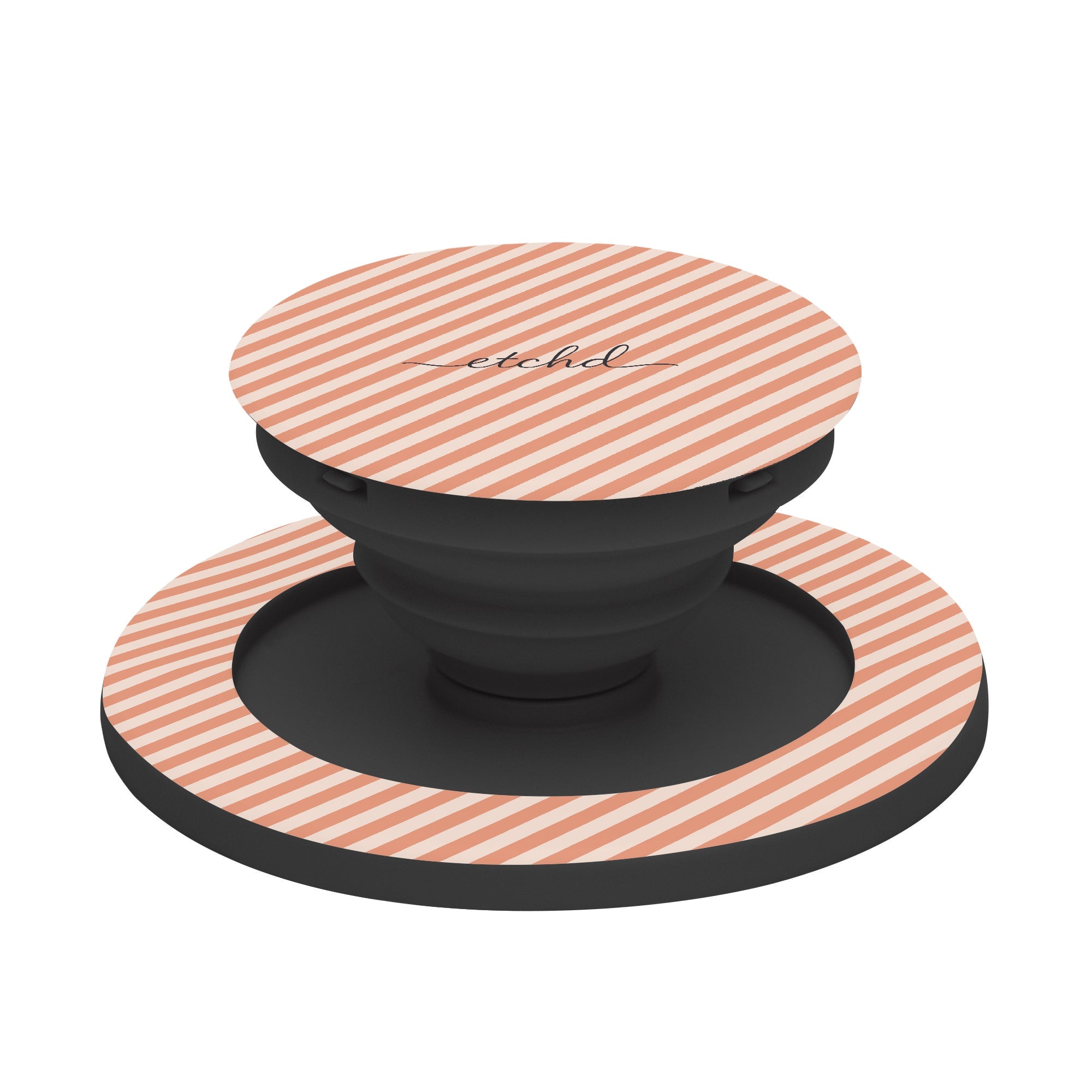 Coral & Cream Striped Diagonal Phone Grip And Stand by etchd, view 6