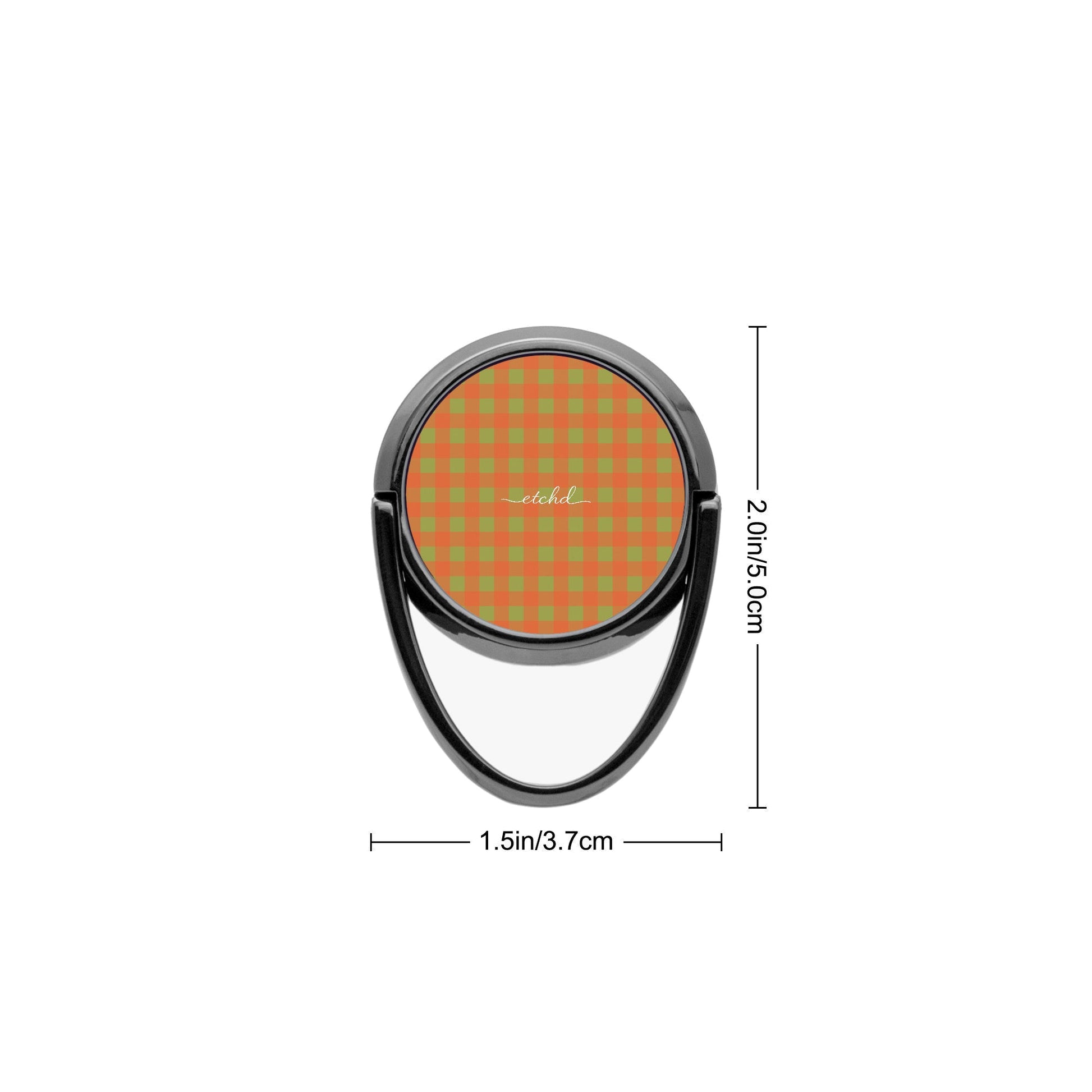 Persimmon & Wasabi Gingham Anello supporto per telefono di etchd, vista 3