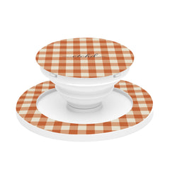 Terracotta & Cream Gingham Phone Grip And Stand by etchd