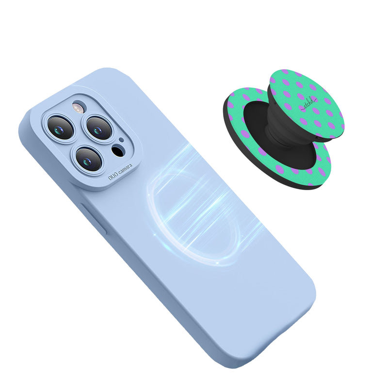 Lilac And Hypermint Polka Dot Phone Grip And Stand-zoom-