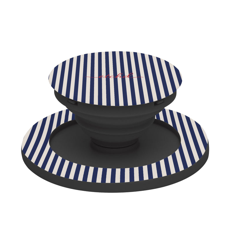 Navy & Cream Striped Phone Grip And Stand-zoom-
