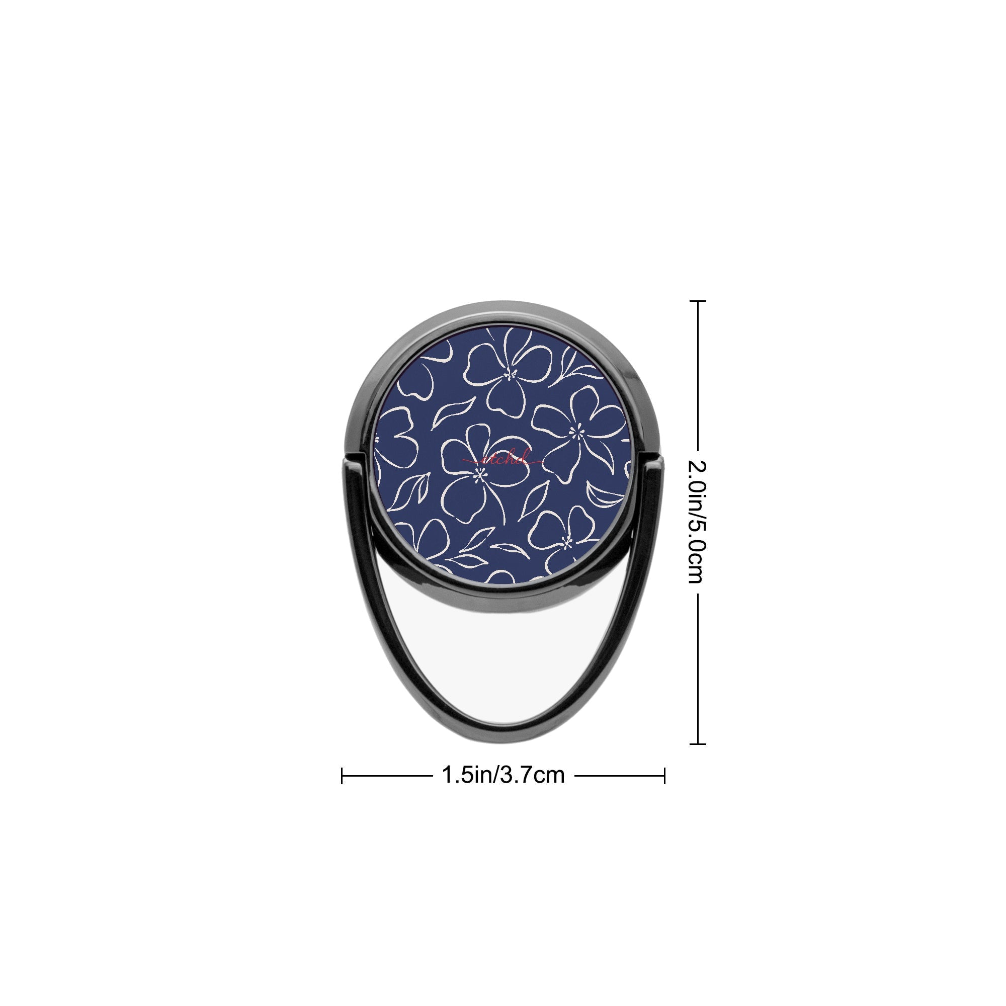 Navy & Cream Floral Phone Ring Holder by etchd, view 3
