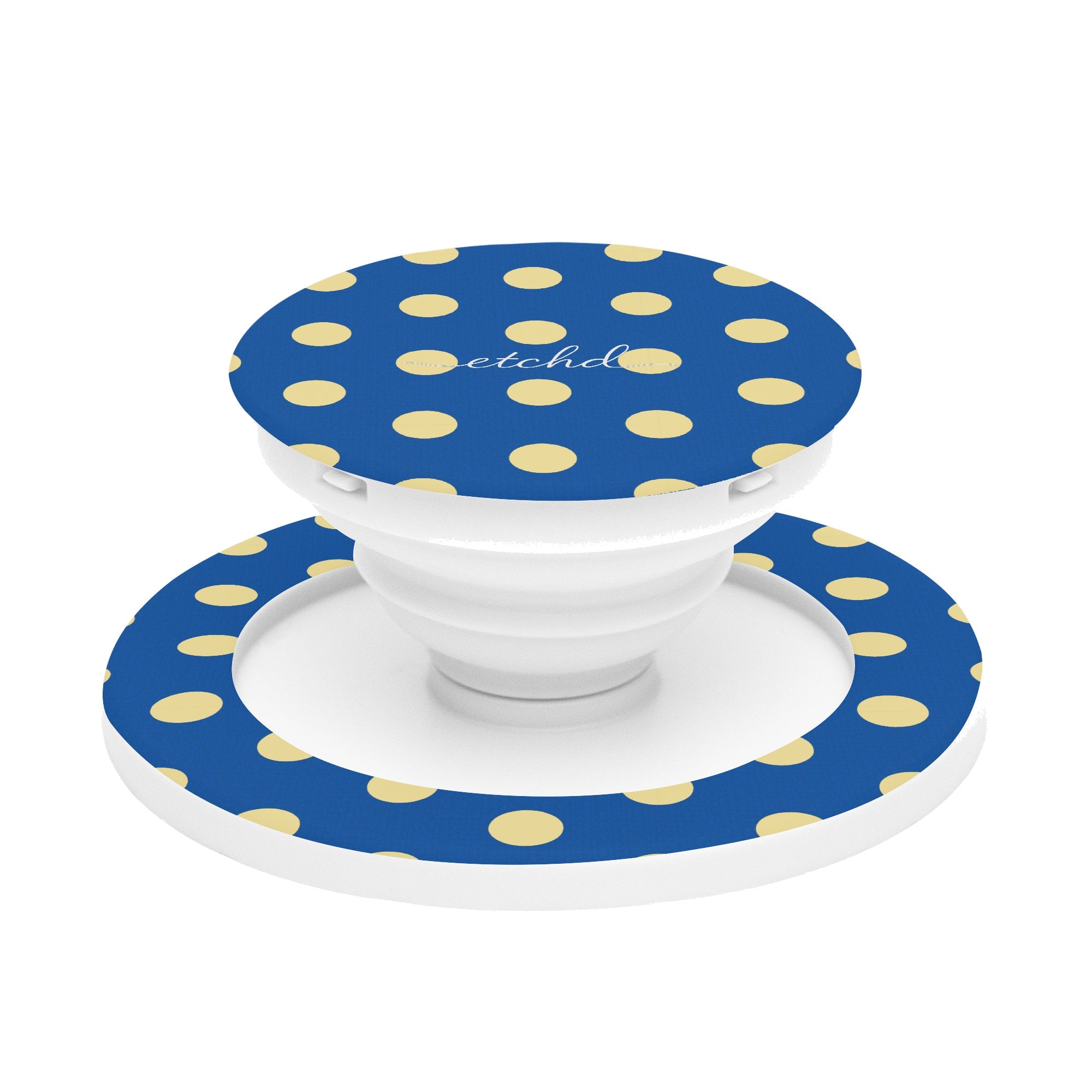 Butter And Cobalt Polka Dot Phone Grip And Stand by etchd