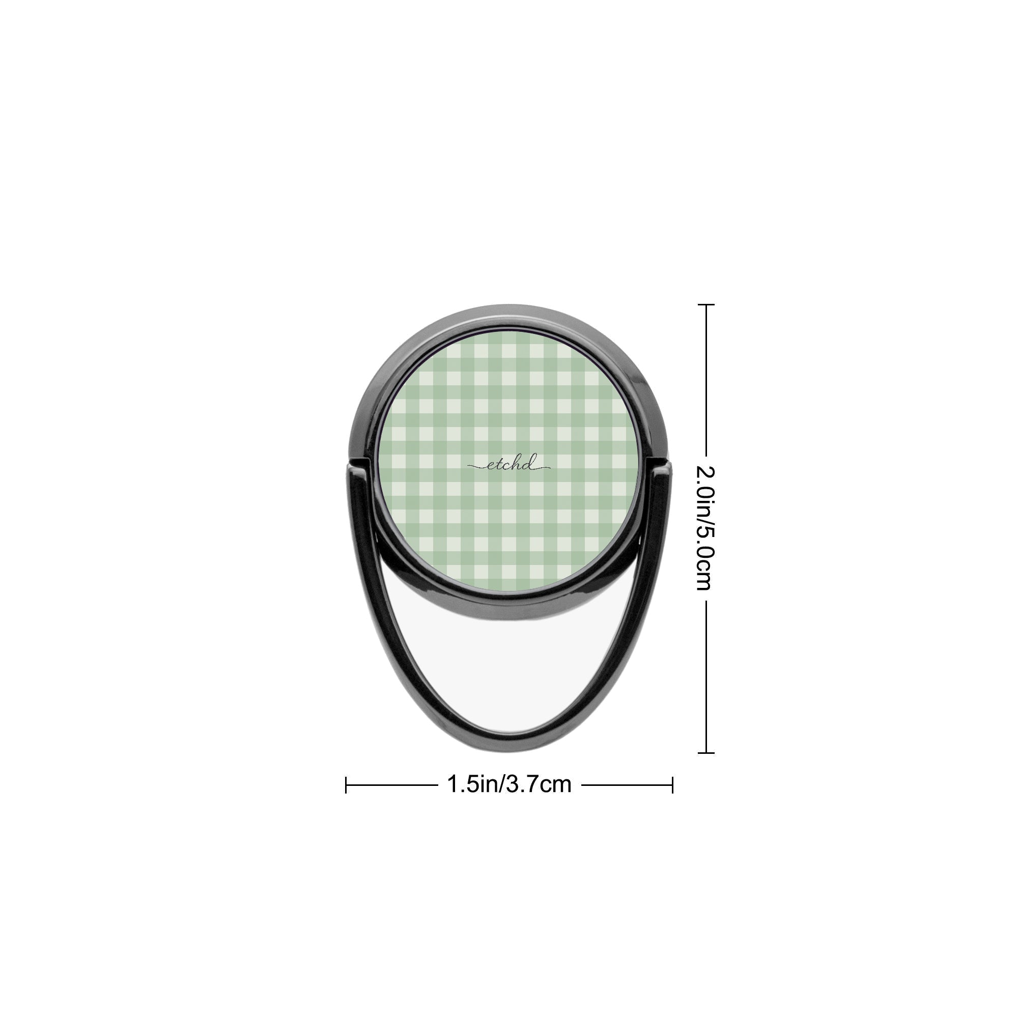 Sage & Cream Gingham Anillo soporte para móvil de etchd, vista 3