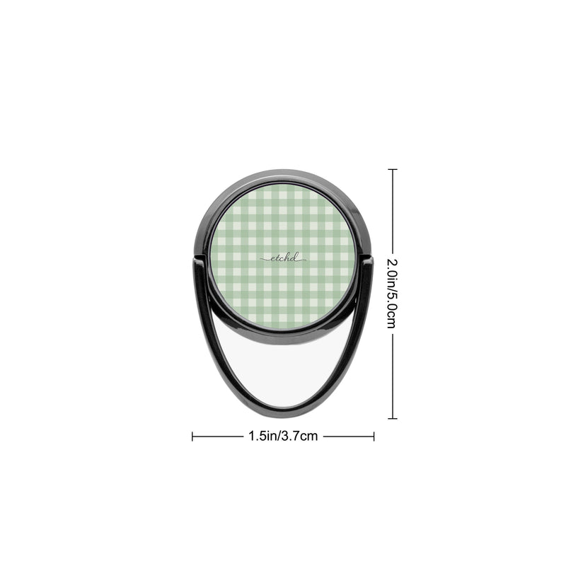 Sage & Cream Gingham Anillo soporte para móvil-zoom-