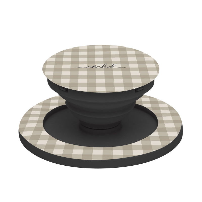 Neutral Gingham Phone Grip And Stand-zoom-