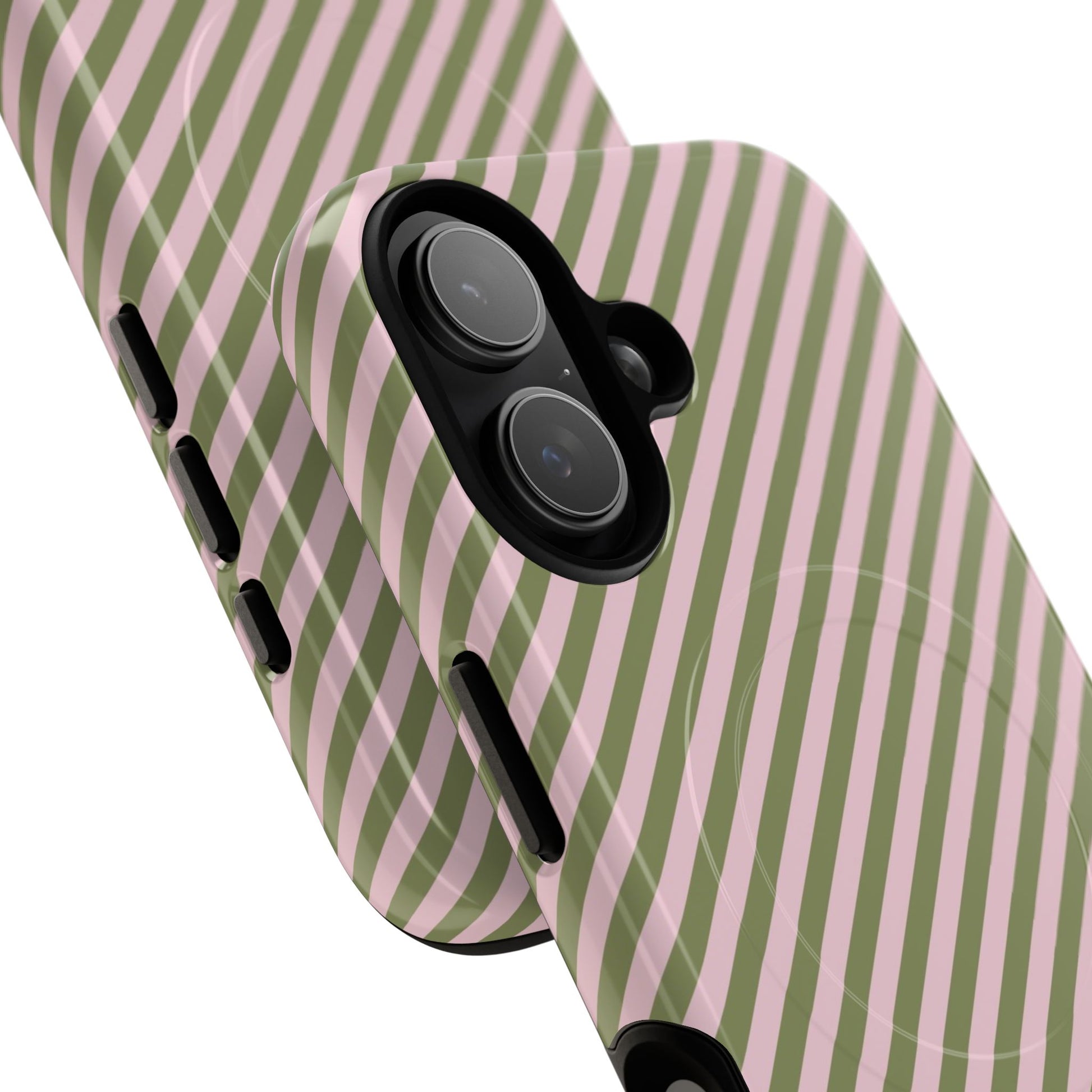 Green & Pink Striped Diagonal Magnetic Phone Case by etchd, view 87