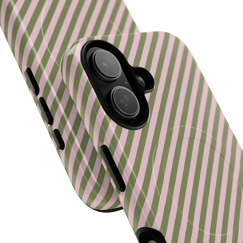 Green & Pink Striped Diagonal Magnetic Phone Case by etchd, view 87