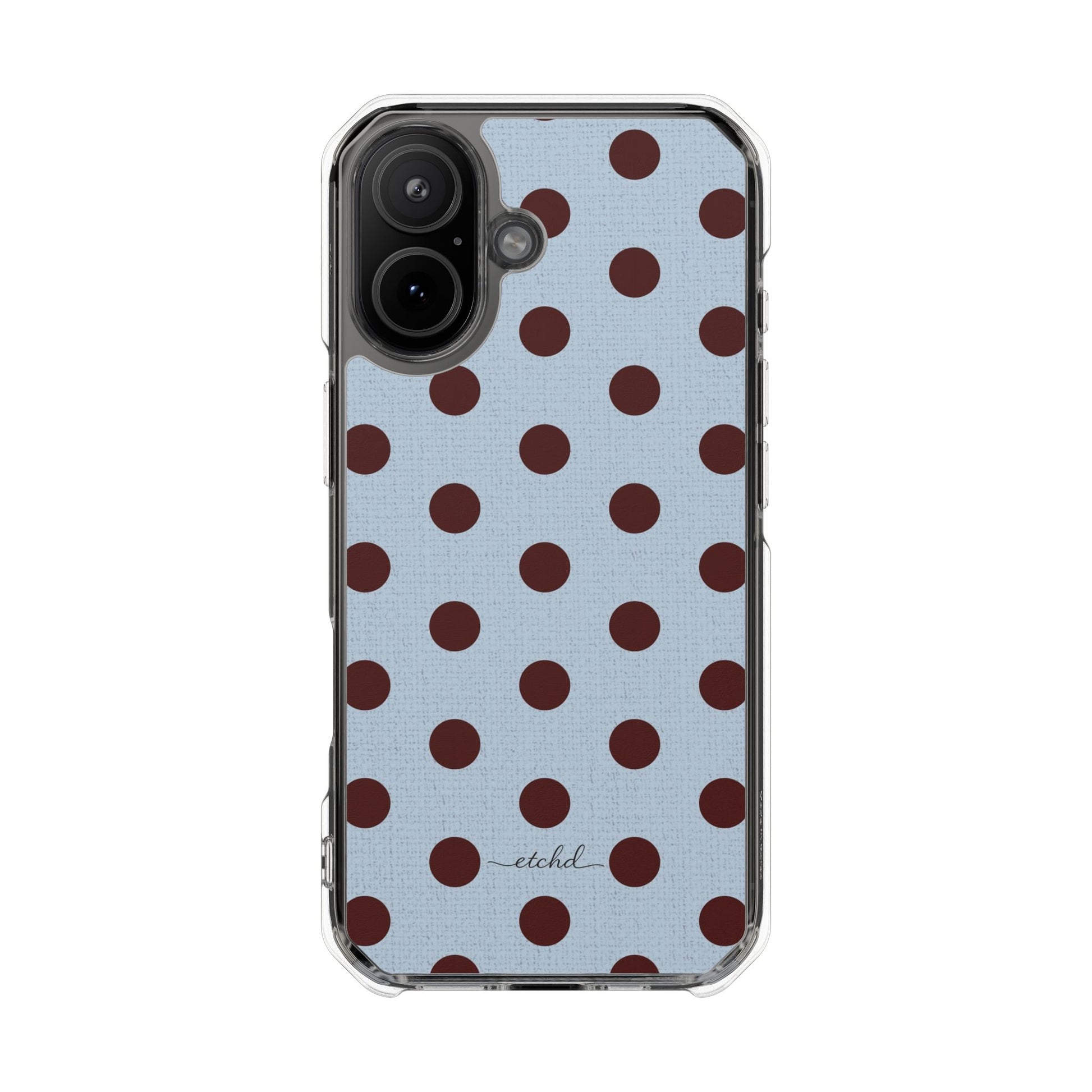 Blue & Cherry Polka Dot Clear Magnetic Phone Case by etchd, view 13