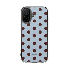 Blue & Cherry Polka Dot Clear Magnetic Phone Case by etchd, view 13