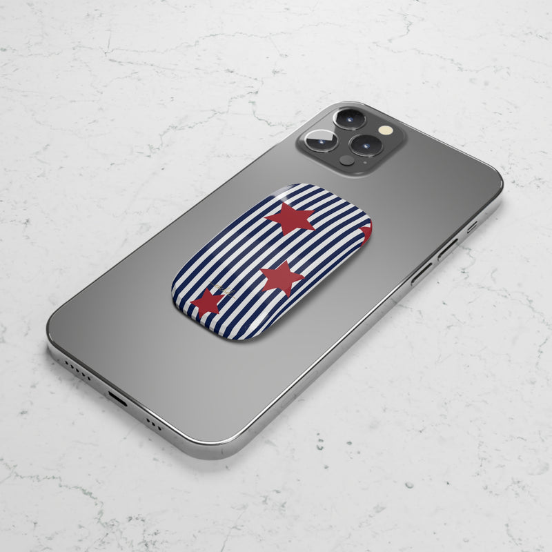 Blue Stripes & Red Stars Click-On Phone Grip-zoom-