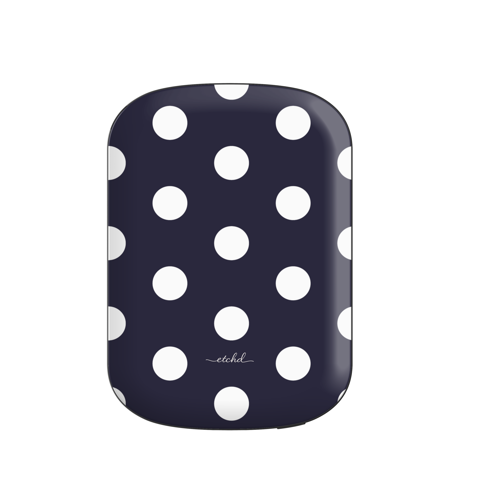 White And Navy Polka Dot Magnetic Powerbank by etchd
