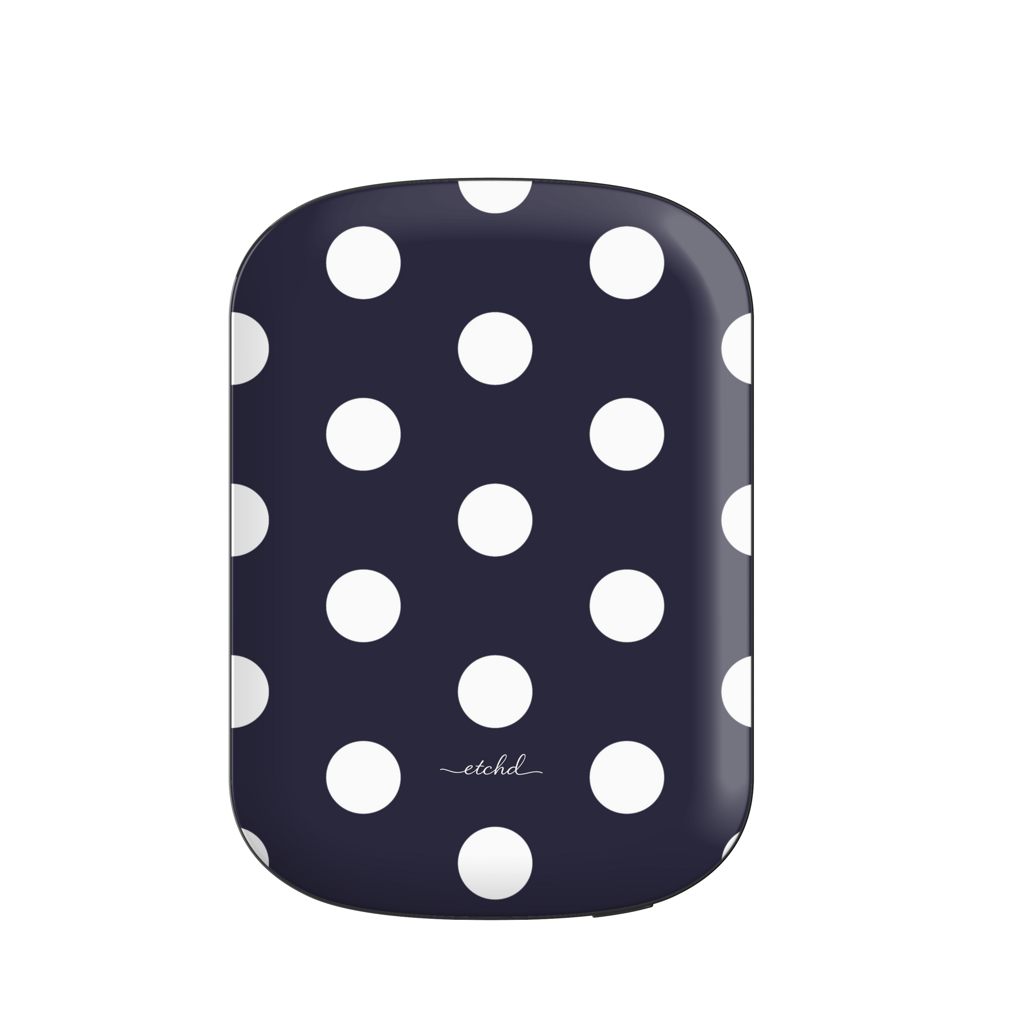 White And Navy Polka Dot Magnetic Powerbank by etchd