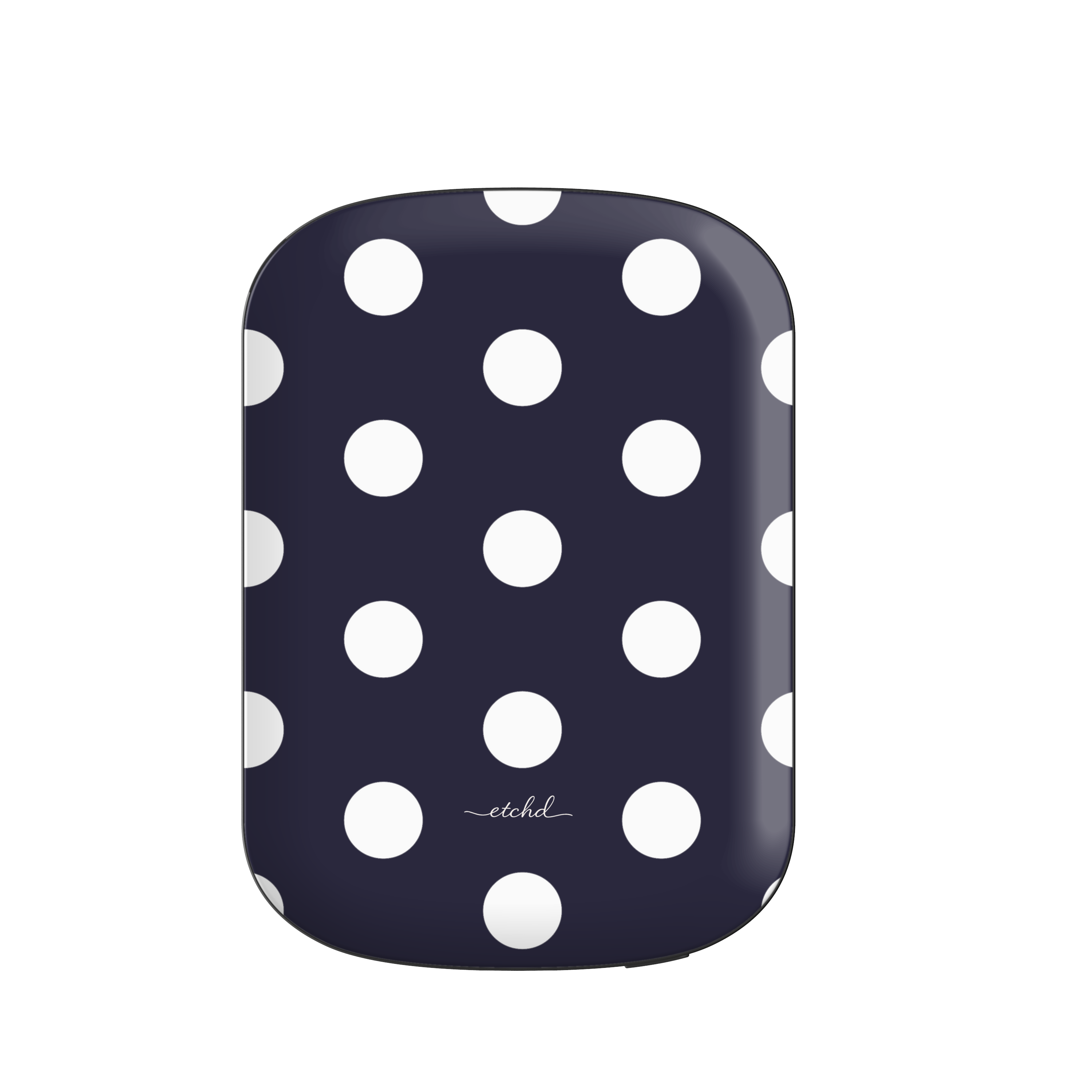White And Navy Polka Dot Magnetic Powerbank by etchd