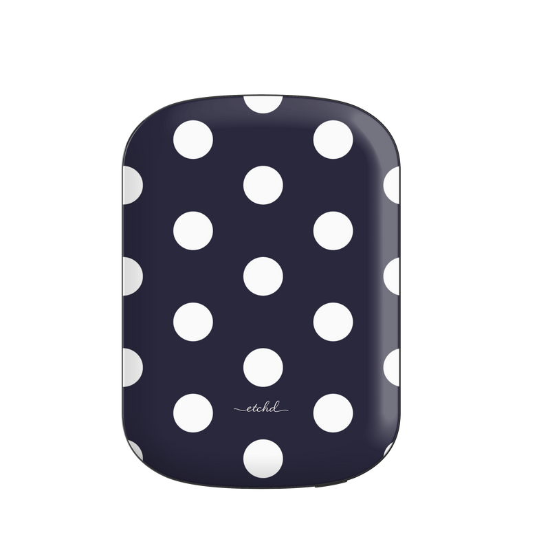 White And Navy Polka Dot Magnetic Powerbank by etchd