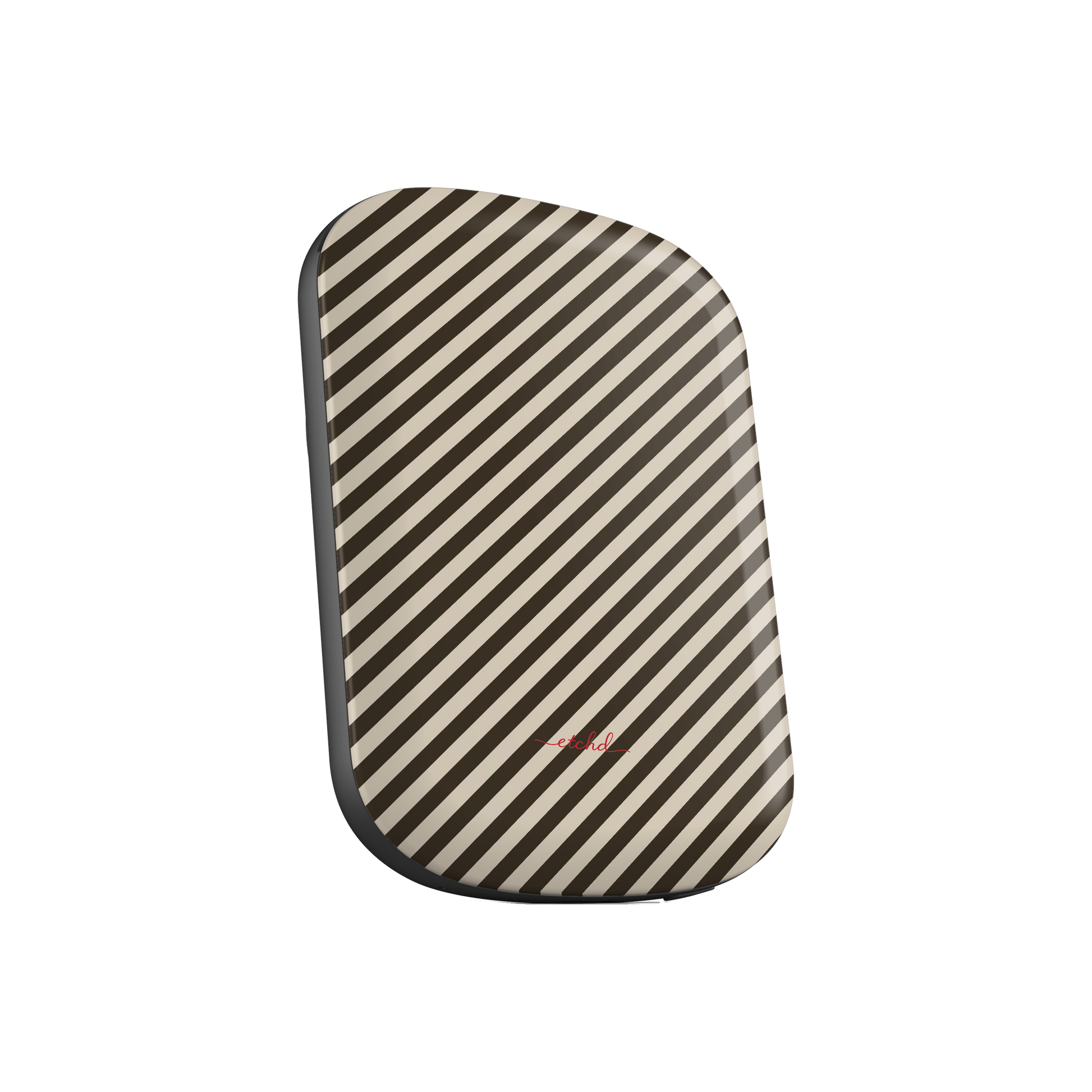 Cream & Brown Striped Diagonal Magnetic Powerbank by etchd, view 2